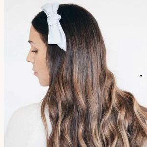 Kristin Ess Satin Headband in Vintage Blue